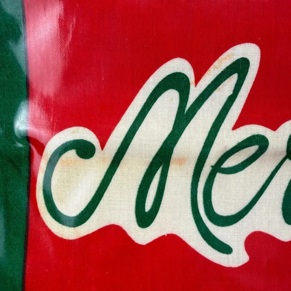 Vintage Merry Christmas Waterproof Vinyl Apron Geese Holiday Red Green Retro